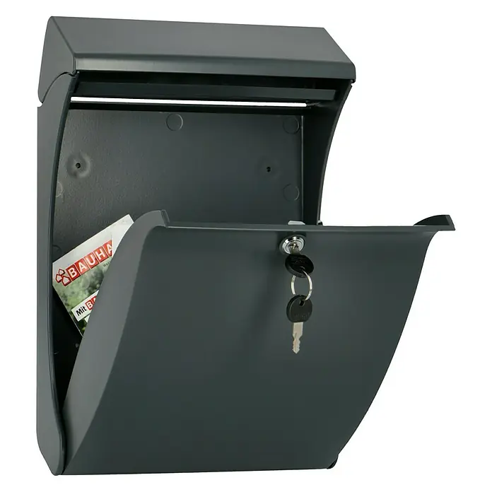 Burg-Wächter Briefkasten Swing - L x B x H: 271 x 129 x 419 mm, Kunststoff, Anthrazit, Format Einwurf: DIN C4 Hoch - Anwendungsbeispiel