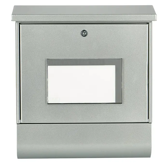 Burg-Wächter Briefkasten-Set Malaga - L x B x H: 115 x 377 x 420 mm, Stahl, Silber, Format Einwurf: DIN C4, 332 x 31 mm - Vorderansicht
