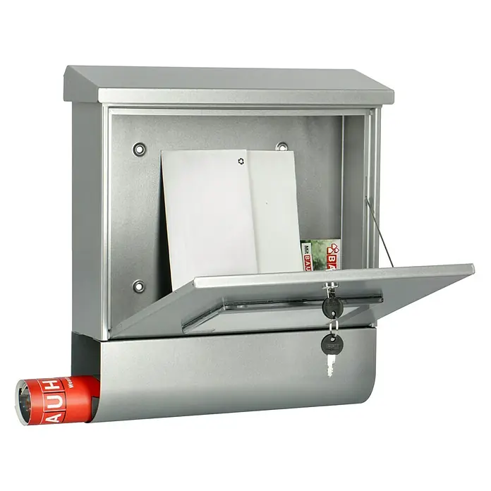 Burg-Wächter Briefkasten-Set Malaga - L x B x H: 115 x 377 x 420 mm, Stahl, Silber, Format Einwurf: DIN C4, 332 x 31 mm - Anwendungsbeispiel