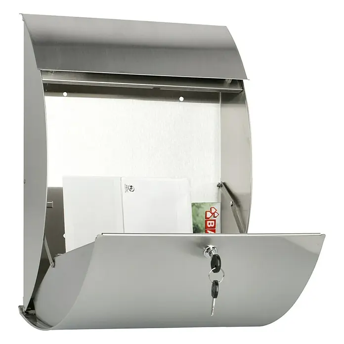 Burg-Wächter Briefkasten Riviera - L x B x H: 130 x 335 x 460 mm, Edelstahl, Farbe: Edelstahl - Anwendungsbeispiel