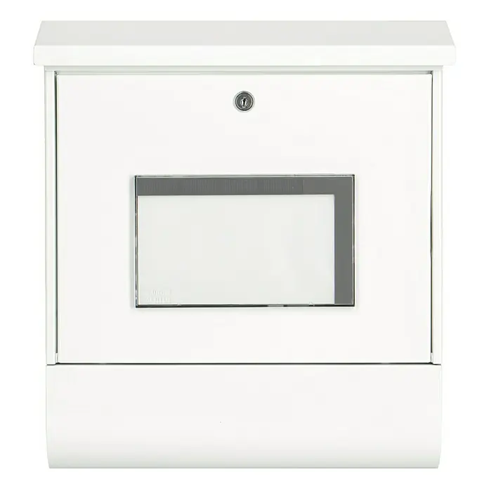 Burg-Wächter Briefkasten-Set Malaga - L x B x H: 115 x 377 x 420 mm, Stahl, Weiß, Format Einwurf: DIN C4, 332 x 31 mm - Vorderansicht