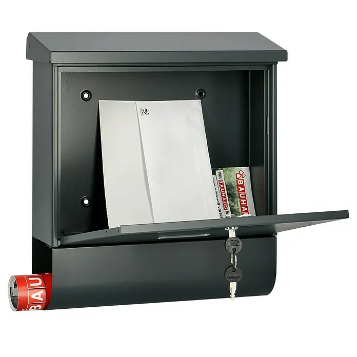 Burg-Wächter Briefkasten-Set Nordland - L x B x H: 115 x 380 x 425 mm, Stahl, Mit Zeitungsfach - Diagonale Ansicht