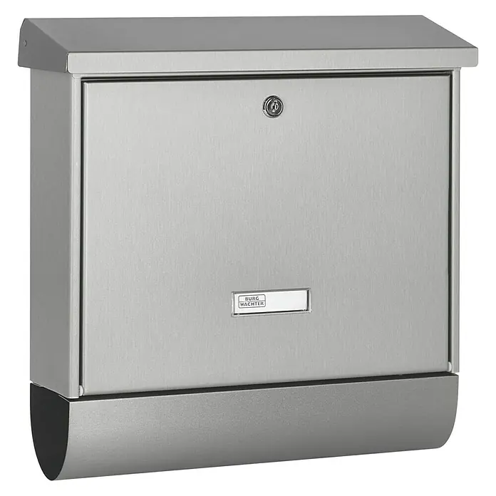 Burg-Wächter Briefkasten-Set Inoxstar - L x B x H: 115 x 380 x 395 mm, Edelstahl, Mit Zeitungsfach - Diagonale Ansicht