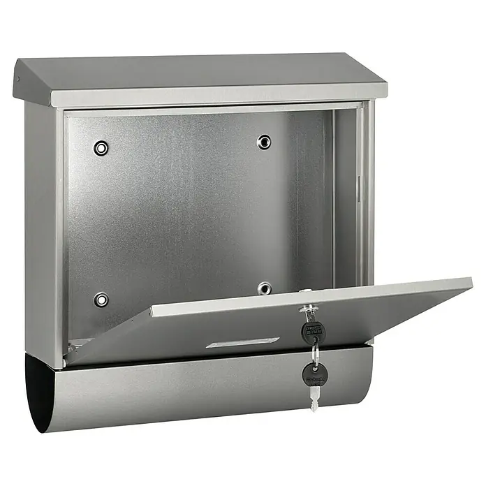 Burg-Wächter Briefkasten-Set Inoxstar - L x B x H: 115 x 380 x 395 mm, Edelstahl, Mit Zeitungsfach - Diagonale Ansicht