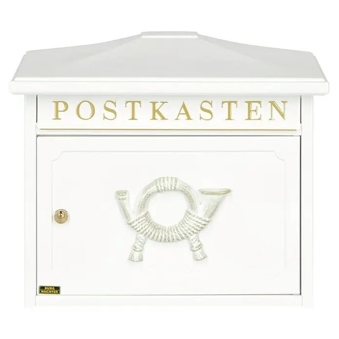 Burg-Wächter Briefkasten Sylt - L x B x H: 205 x 410 x 345 mm, Stahl, Weiß - Vorderansicht