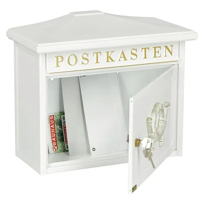 Burg-Wächter Briefkasten Sylt - L x B x H: 205 x 410 x 345 mm, Stahl, Weiß - Anwendungsbeispiel