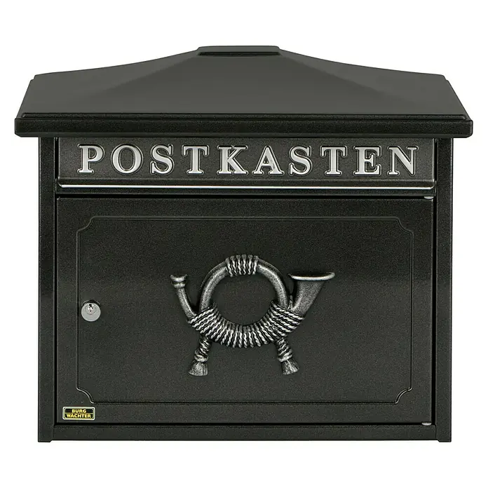Burg-Wächter Briefkasten Sylt - L x B x H: 205 x 410 x 345 mm, Stahl, Grau - Vorderansicht