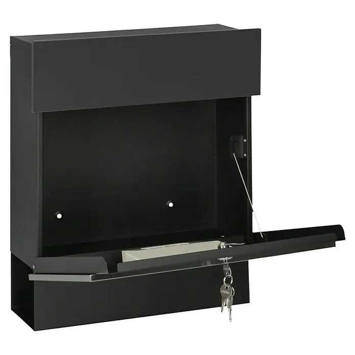 Briefkasten Quintus Solar - L x B x H: 14,5 x 39,5 x 48 cm, Stahl, Mit Zeitungsfach, Farbe: Anthrazit - Diagonale Ansicht