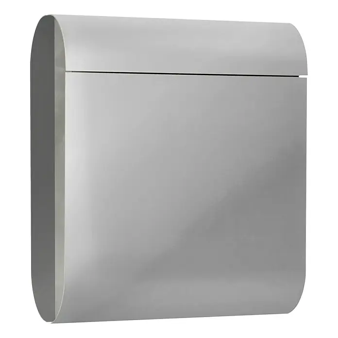 Burg-Wächter Briefkasten Cosmo - L x B x H: 164 x 370 x 437 mm, Edelstahl, Mit Zeitungsfach - Diagonale Ansicht