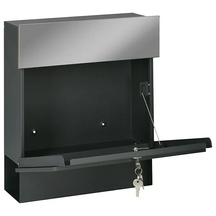 Briefkasten Quintus - L x B x H: 14,5 x 39,5 x 48 cm, Stahl, Anthrazit - Diagonale Ansicht