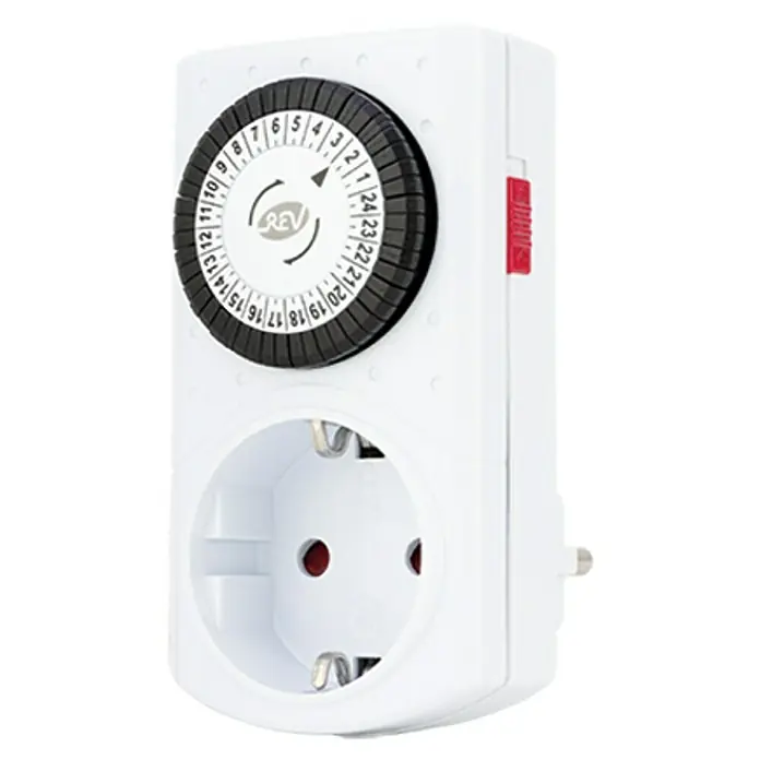 REV Temporizador de día - Blanco, Mecánico, 3.680 W - Vista angular