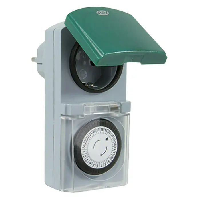 REV Temporizador para exterior - Gris / Verde, Mecánico, 3.680 W - Vista angular