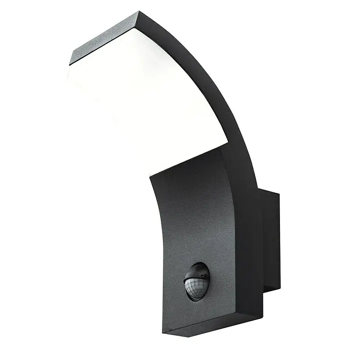 Starlux LED-Sensor-Außenwandleuchte Vincenza - 7 W, L x B x H: 122 x 84 x 190 mm, Silbergrau, Opal, Warmweiß - Diagonale Ansicht