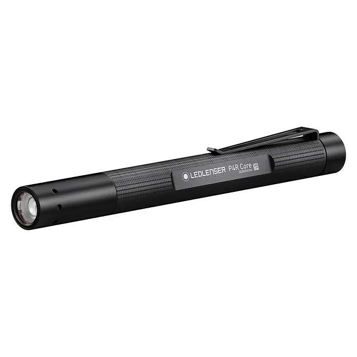 Ledlenser LED-Taschenlampe P4R Core - Akkubetrieben, Schwarz, 15 lm - 200 lm - Diagonale Ansicht