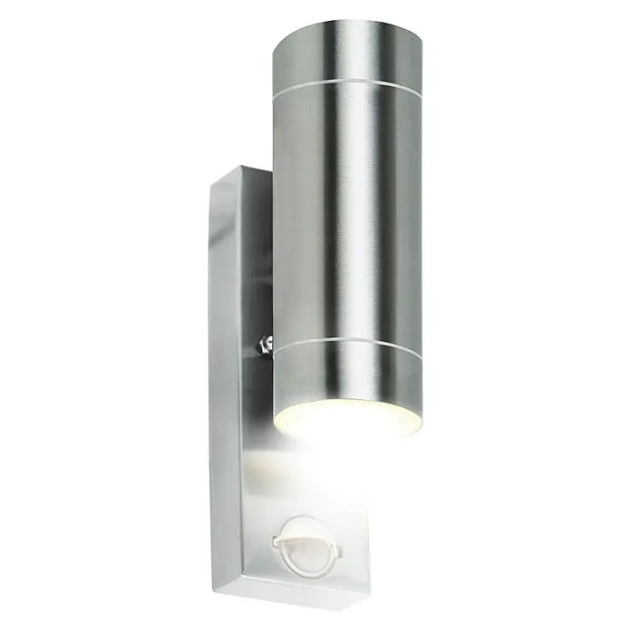 Starlux Vanjska zidna LED svjetiljka sa senzorom Dundee - 6 W, 6 x 9,5 x 22 cm, Srebrne boje, IP44 - Dijagonalni pogled