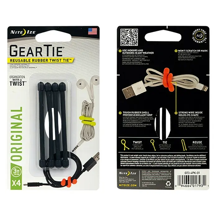 Nite Ize Set de bridas para cables Gear Tie - Largo: 76 cm, 4 ud. - Vista superior