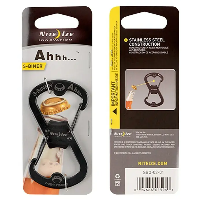 Nite Ize Mosquetón doble S-Biner - L x An: 80 x 50 mm, Acero inoxidable, Negro - Vista superior
