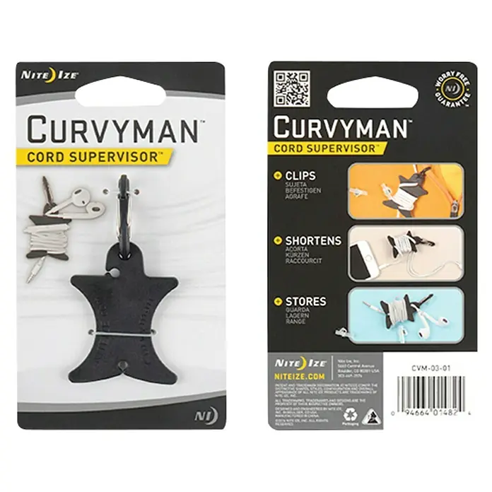 Nite Ize Fijación para cables Curvy Man - Negro, 1 ud. - Vista superior