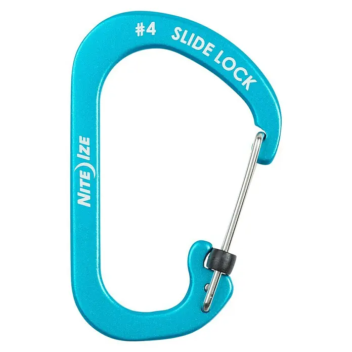 Nite Ize Mosquetón Slide Lock - 81 x 52 mm, Metal, Azul, Resistencia a la tracción: 33 kg - Vista superior