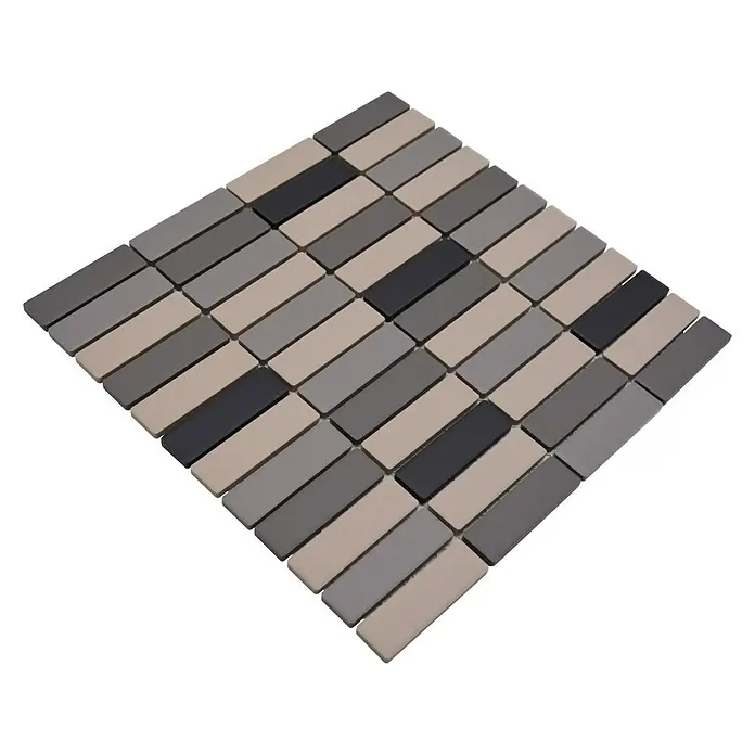 Mozaïektegel stroken Mix CU ST 011 - 29,7 x 29 cm, Grijs/Beige, Mat - Top-down weergave