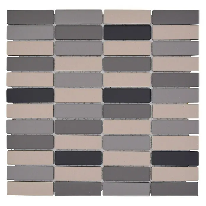 Mozaïektegel stroken Mix CU ST 011 - 29,7 x 29 cm, Grijs/Beige, Mat - Bovenaanzicht