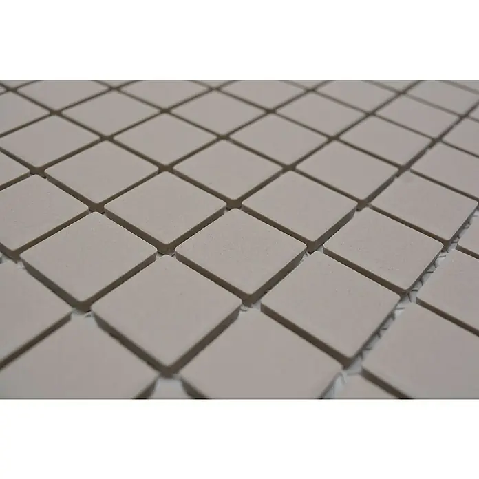 Mozaïektegel vierkant Uni CU 040 - 32,6 x 30 cm, Beige, Mat - Close-up