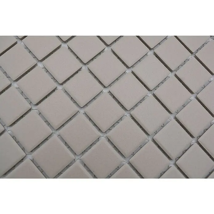 Mozaïektegel vierkant Uni CU 040 - 32,6 x 30 cm, Beige, Mat - Close-up