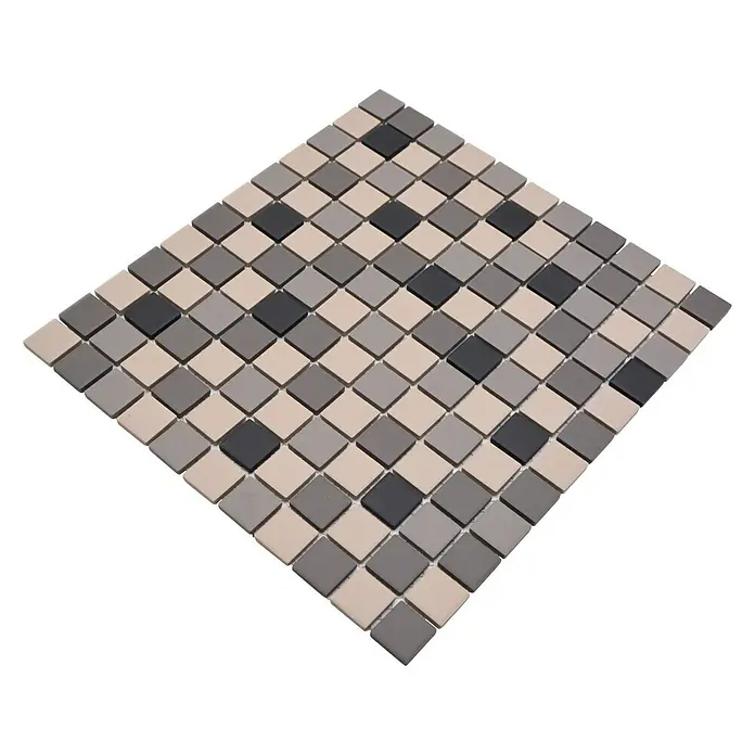 Mozaïektegel vierkant Mix CU 010 - 32,6 x 30 cm, Beige/Bruin, Mat - Top-down weergave