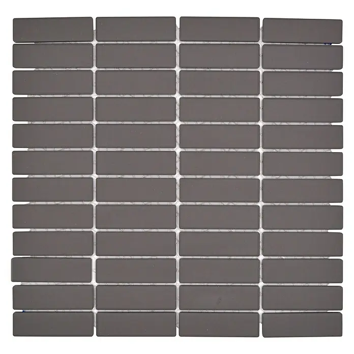 Mozaïektegel stroken Uni CU ST 051 - 29,7 x 29 cm, Donker grijs, Mat - Bovenaanzicht