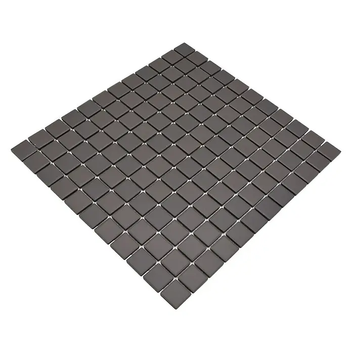 Mozaïektegel vierkant Uni CU 050 - 32,6 x 30 cm, Bruin, Mat - Diagonaal zicht