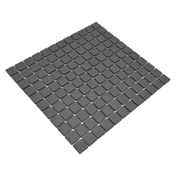 Mozaïektegel vierkant Uni CU 020 - 32,6 x 30 cm, Zwart, Mat - Diagonaal zicht