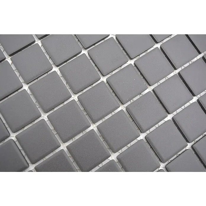 Mozaïektegel vierkant Uni CU 020 - 32,6 x 30 cm, Zwart, Mat - Close-up