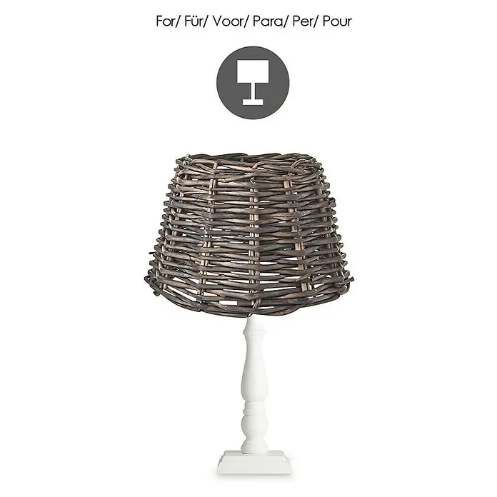 Home Sweet Home Lampenschirm Roseau - 20 cm, Dunkelbraun, Rattan, Oval - Informationsansicht