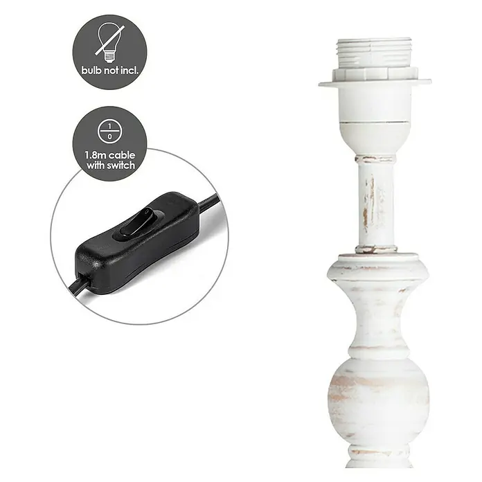 Home Sweet Home Lampvoet Step rond - 40 W, Kleur: Wit, Hoogte: 49 cm - Informatieweergave