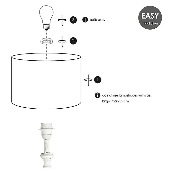 Home Sweet Home Lampvoet Step rond - 40 W, Kleur: Wit, Hoogte: 49 cm - Informatieweergave