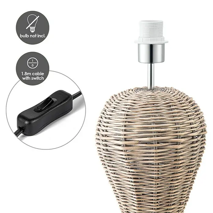 Home Sweet Home Lámpatalp rattan - 40W, Színe: Barna, Magasság: 45 cm