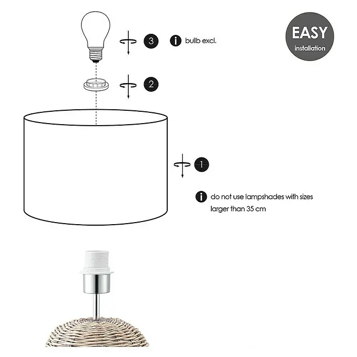 Home Sweet Home Lámpatalp rattan - 40W, Színe: Barna, Magasság: 45 cm - Termékinformáció
