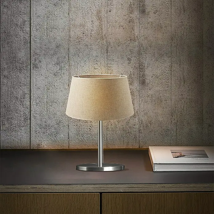 Home Sweet Home Lampenkap Melrose - Ø x h: 35 x 19 cm, Taupe, Stof, Rond - Sfeeropname