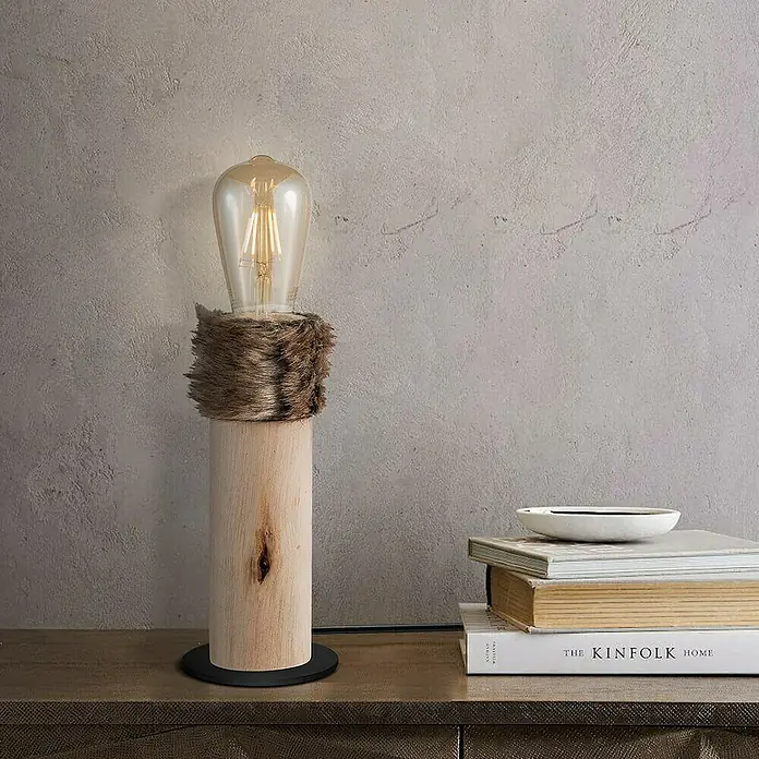 Home Sweet Home Tischleuchte Furdy - 10 W, Beige, Braun, Schwarz, E27, 120 mm x 25,5 cm - Stimmungsaufnahme