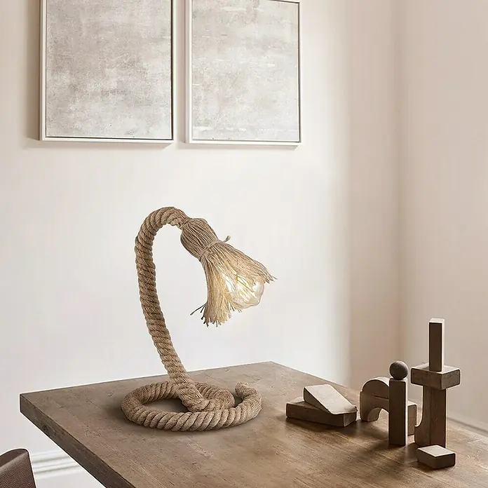 Home Sweet Home Tischleuchte Pier - 10 W, Beige, E27 - Stimmungsaufnahme