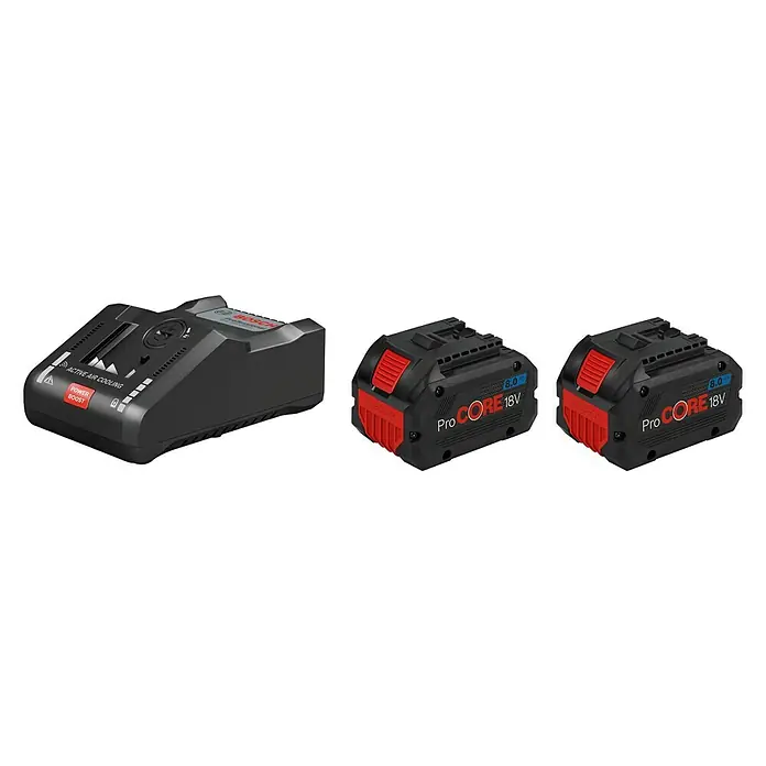 Bosch Professional ProCore 18 V Akku & Ladegerät 2X8,0 Ah + GAL 18V-160C - 18 V, 2 Akkus, 8 Ah - Diagonale Ansicht