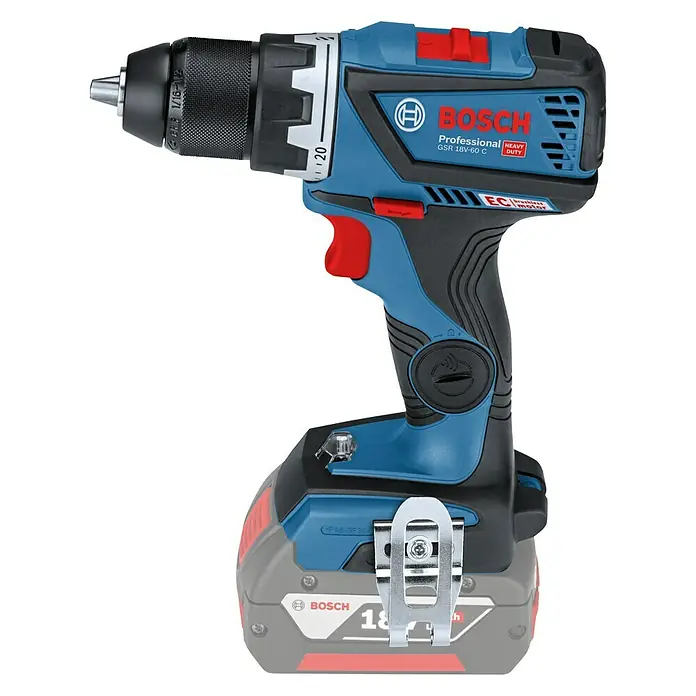 Bosch Professional Akku-Schlagbohrschrauber GSB 18V-60 C - 18 V, Ohne Akku, Leerlaufdrehzahl: 0 U/min - 1.900 U/min - Linke Seitenansicht