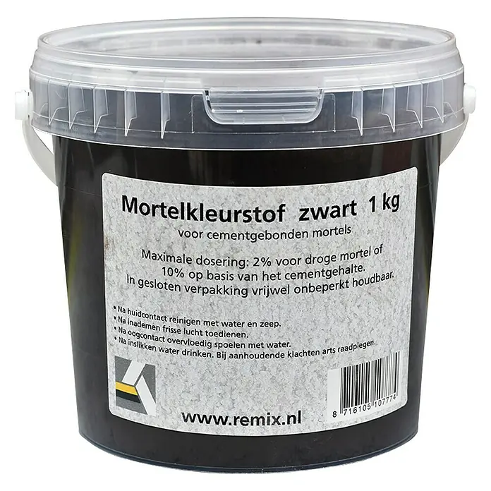 Remix Pigment voor mortels Zwart - 1 kg, Zwart - Vooraanzicht