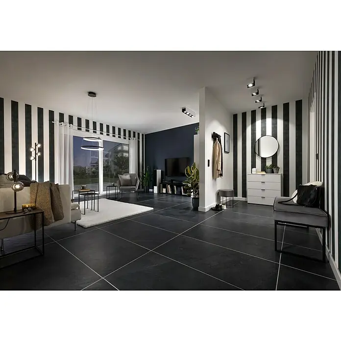 AS Creation Vliestapete Life 2 - Schwarz/Metallic, Uni, 10,05 x 0,53 m - Stimmungsaufnahme