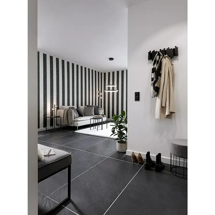 Feinsteinzeugfliese Lavagna Nera - 60 x 120 cm, Schwarz, Matt - Stimmungsaufnahme