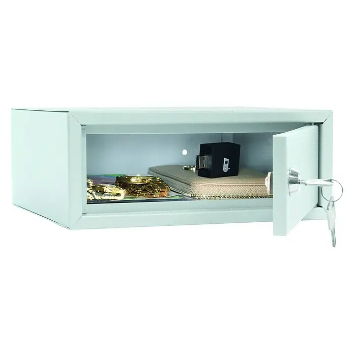 Rottner Möbeltresor Homecase - Zylinderschloss, Hellgrau, L x B x H: 250 x 230 x 100 mm - Diagonale Ansicht