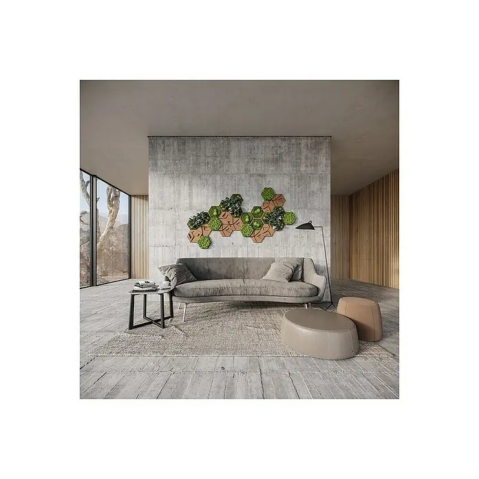 styleGreen Moosbild Hexagon - 19 x 22 cm, 10 Stk. - Stimmungsaufnahme