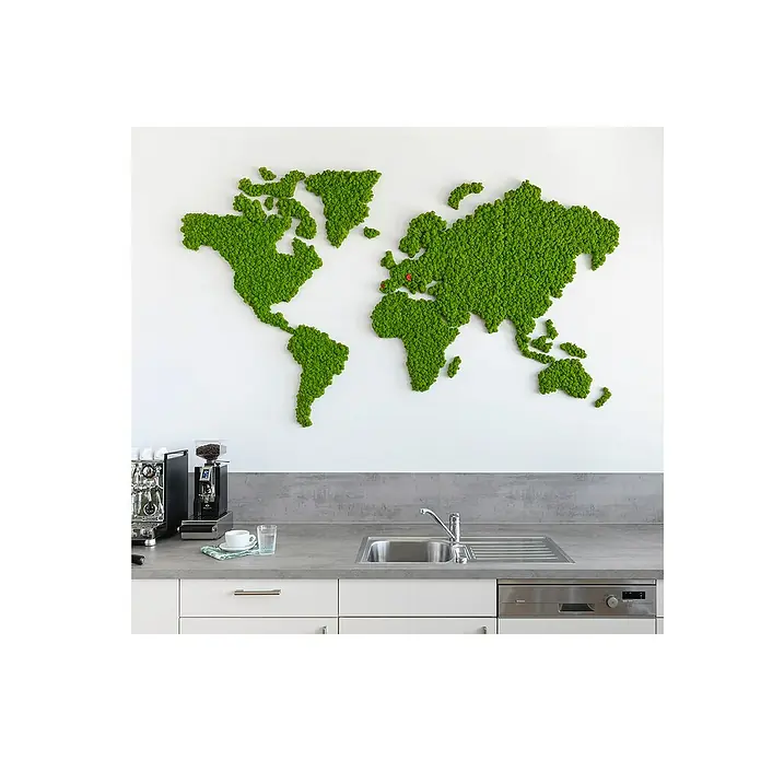 styleGreen Moosbild Weltkarte - 230 x 135 cm - Stimmungsaufnahme