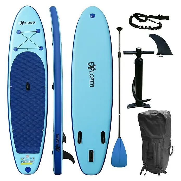 Explorer SUP-Board-Set 320 - L x B x H: 320 x 76 x 15 cm, Nutzlast: 130 kg, Blau, Aufblasbar - Draufsicht