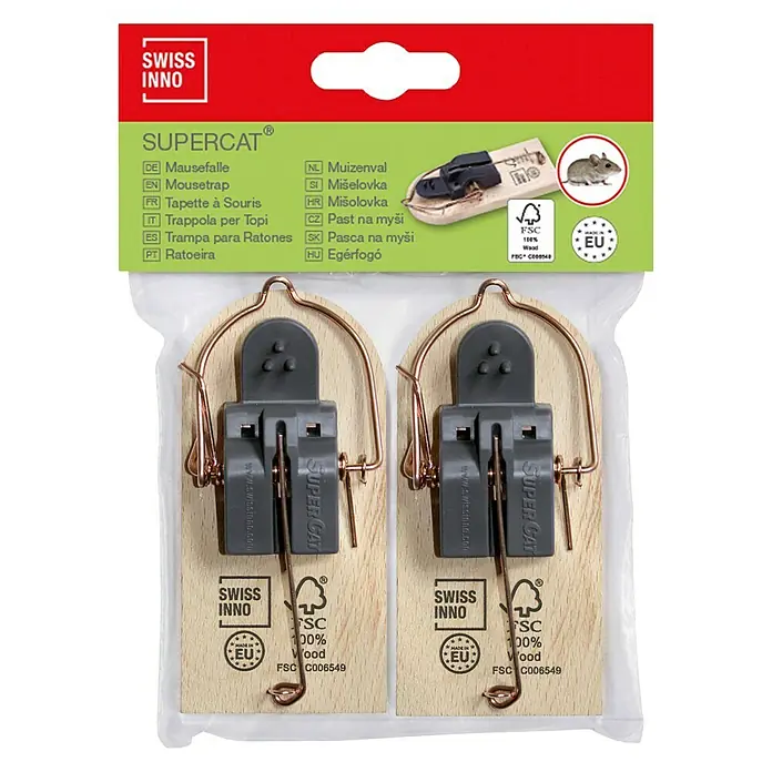 Swissinno SuperCat Mausefalle - Schlagfalle, Holz, 2 Stk. - Draufsicht